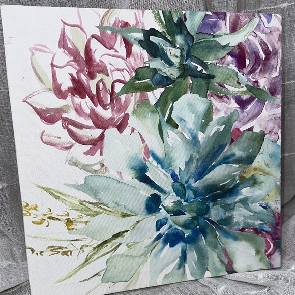 Tre Sorelle Studios "Watercolor Succulent Garden" Art Print 11" Stretched Canvas - Picture 3 of 9
